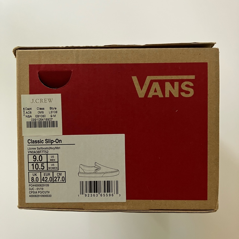 J. Crew Vans Collaboration. Sailboats Slip-On. Gently Worn. Size 9. - Picture 5 of 7